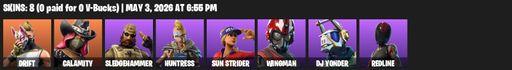 [PC/PSN/XBOX] | 8 skins | Drift | Calamity | Sledgehammer | Huntress | Sun Strider | Wingman | DJ Yonder | Redline | Reckoning | Rift Edge | Full Access