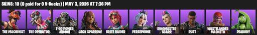 [PC/PSN] | 10 skins | The Machinist | The Operator | T-60 Power Armor | Jack Sparrow | Brite Raider | Persephone | Ringmaster Scarr | Rust | Full Access