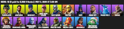 [PC/PSN/XBOX] | 18 skins | OG STW | Blue Squire | Trailblazer | John Wick | Warpaint | Rose Team Leader | Raptor | Hope | Ikora Rey | Polar Peely | Full Access