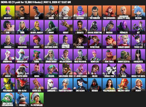 [PC/PSN/XBOX] | 63 skins | Wildcat | Joey | Fade | Ronin | Snap | Kymera | The Ageless | The Imagined | Paradigm (Reality-659) | Nezumi | Evie | Thor | Full Access