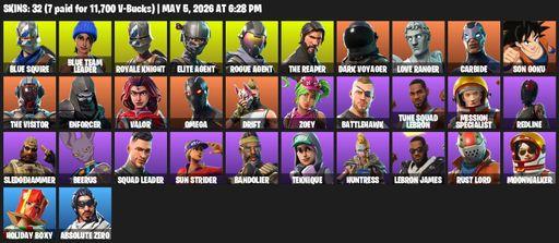 [PC/PSN/XBOX] | 32 skins | Take The L | Royale Knight | The Reaper | Elite Agent | Blue Squire | Omega | Blue Team Leader | Rogue Agent | Dark Voyager | Full Access