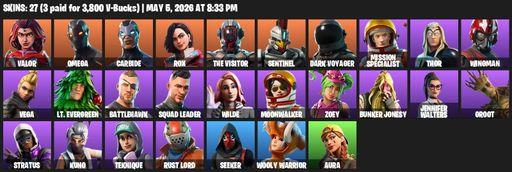 [PC/XBOX] | 27 skins | Take The L | Omega | Valor | Carbide | Rox | The Visitor | Sentinel | Dark Voyager | Mission Specialist | Thor | Wingman | Vega | Full Access