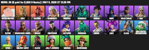 [PC/PSN/XBOX] | 26 skins | Peter Griffin | Zeus | Valeria | Aphrodite | Medusa | Cerberus | Korra | Hope | Solid Snake | Ciri | Eleven | Full Access