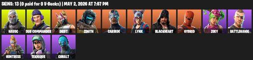 [PC/PSN/XBOX] | 13 skins | Havoc | Sub Commander | Drift | Zenith | Carbide | Lynx | Blackheart | Hybrid | Zoey | Battlehawk | Huntress | Teknique | Full Access