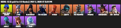 [PC/XBOX] | 13 skins | Blue Team Leader | Lynx | Blackheart | The Ice King | Hybrid | Zenith | The Prisoner | Powder | Sidewinder | Sgt. Winter | Full Access