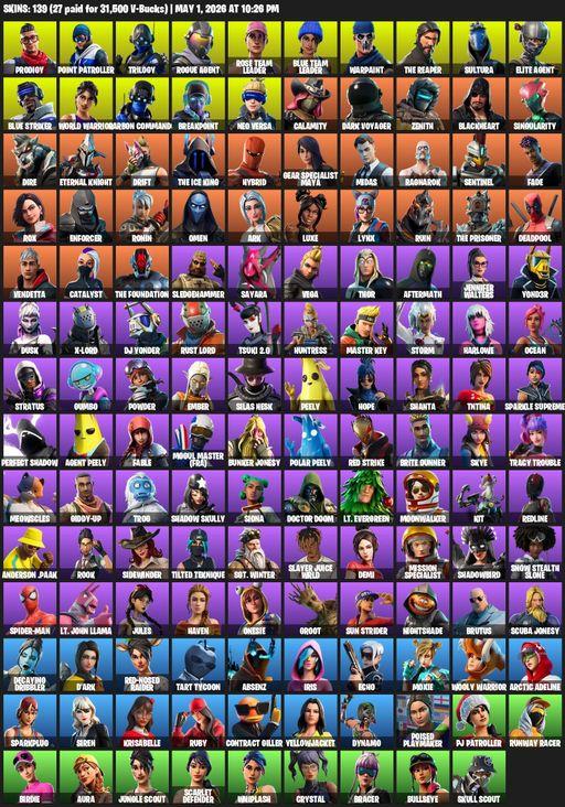 [PC/XBOX] | 139 skins | Merry Mint Axe | Take The L | OG STW | The Reaper | Elite Agent | Prodigy | Point Patroller | Trilogy | Rogue Agent | Full Access