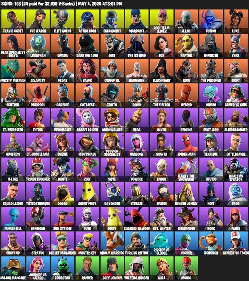 [PC] | 108 skins | Take The L | OG STW | Travis Scott | The Reaper | Elite Agent | Omega | Astro Jack | Breakpoint | Warpaint | Rose Team Leader | Full Access