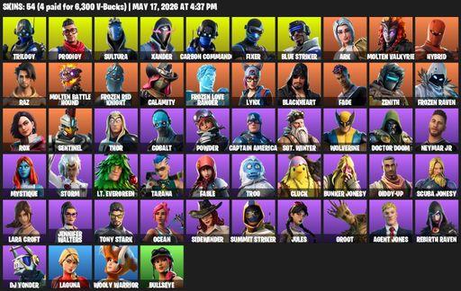 [PC/XBOX] | 54 skins | Lara Croft | Trilogy | Prodigy | Sultura | Xander | Carbon Commando | Fixer | Blue Striker | Ark | Molten Valkyrie | Hybrid | Full Access
