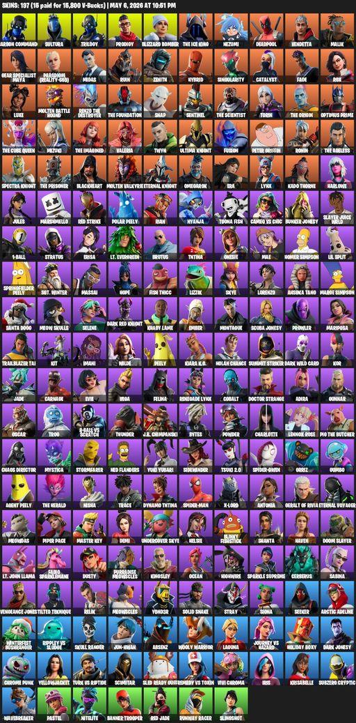 [PC/XBOX] | 197 skins | Carbon Commando | Sultura | Trilogy | Prodigy | Blizzard Bomber | The Ice King | Nezumi | Deadpool | Vendetta | Malik | Full Access
