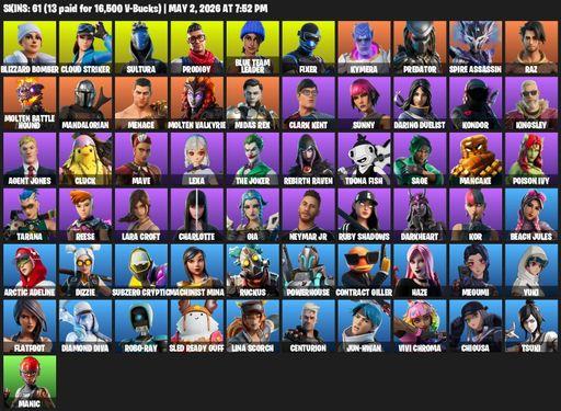 [PC/XBOX] | 61 skins | Lara Croft | Blizzard Bomber | Cloud Striker | Sultura | Prodigy | Blue Team Leader | Fixer | Kymera | Predator | Full Access