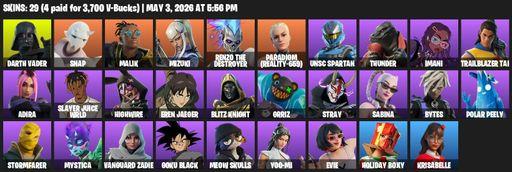 [PC/PSN/XBOX] | 29 skins | Darth Vader | Snap | Malik | Mizuki | Renzo the Destroyer | Paradigm (Reality-659) | UNSC Spartan | Thunder | Imani | Full Access