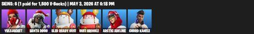 [PC/PSN/XBOX] | 6 skins | Yulejacket | Santa Dogg | Sled Ready Guff | Guff Gringle | Arctic Adeline | Chord Kahele | The Eternal Edge | Spider Snare | Full Access