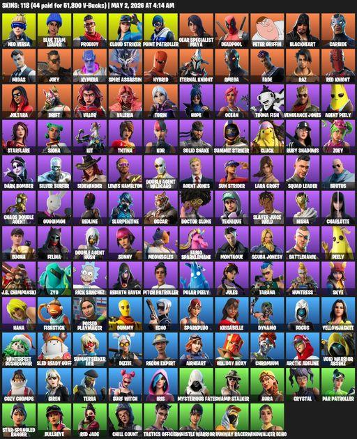 [PC/PSN/XBOX] | 118 skins | 500 V-bucks | Omega | Lara Croft | Neo Versa | Blue Team Leader | Prodigy | Cloud Striker | Point Patroller | Full Access