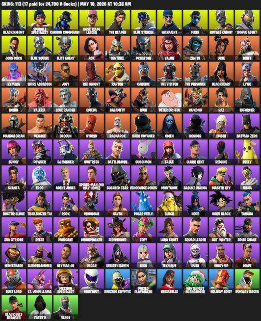 [PC/XBOX] | 113 skins | Take The L | Floss | OG STW | Black Knight | Sparkle Specialist | Royale Knight | The Reaper | Elite Agent | Blue Squire | Full Access