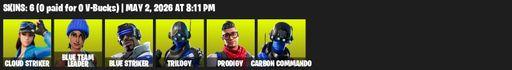 [PC/XBOX] | 6 skins | Cloud Striker | Blue Team Leader | Blue Striker | Trilogy | Prodigy | Carbon Commando | Controller | Default Pickaxe | Full Access