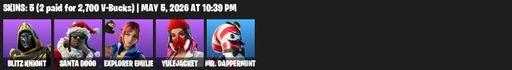[PC/XBOX] | 5 skins | Blitz Knight | Santa Dogg | Explorer Emilie | Yulejacket | Mr. Dappermint | Storm's Maw | Hanzō Katana | O.M.E.G.A. Spear | Full Access