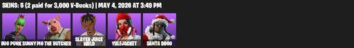 [PC/PSN/XBOX] | 5 skins | Bug Punk Sunny | Pig the Butcher | Slayer Juice WRLD | Yulejacket | Santa Dogg | Butcher's Knife | Flux Silvera | Full Access
