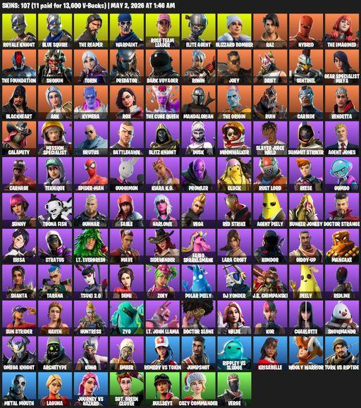 [PC] | 107 skins | Take The L | OG STW | Royale Knight | The Reaper | Elite Agent | Blue Squire | Lara Croft | Warpaint | Rose Team Leader | Full Access