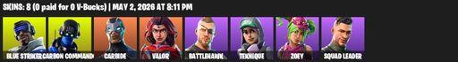 [PC/XBOX] | 8 skins | Blue Striker | Carbon Commando | Carbide | Valor | Battlehawk | Teknique | Zoey | Squad Leader | Positron | Lollipopper | Full Access