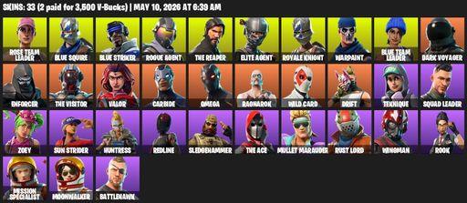 [PC/PSN/XBOX] | 33 skins | Take The L | OG STW | Royale Knight | The Reaper | Elite Agent | Blue Squire | Omega | Rose Team Leader | Blue Striker | Full Access
