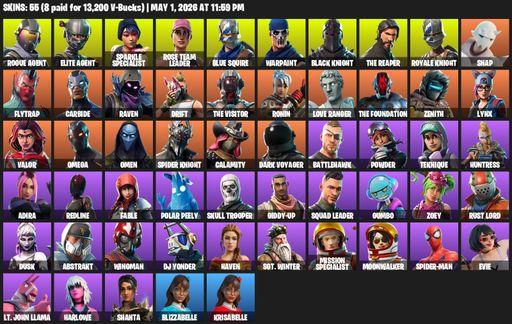 [PC/PSN/XBOX] | 55 skins | Take The L | Floss | OG STW | Black Knight | Sparkle Specialist | Royale Knight | The Reaper | Elite Agent | Blue Squire | Full Access