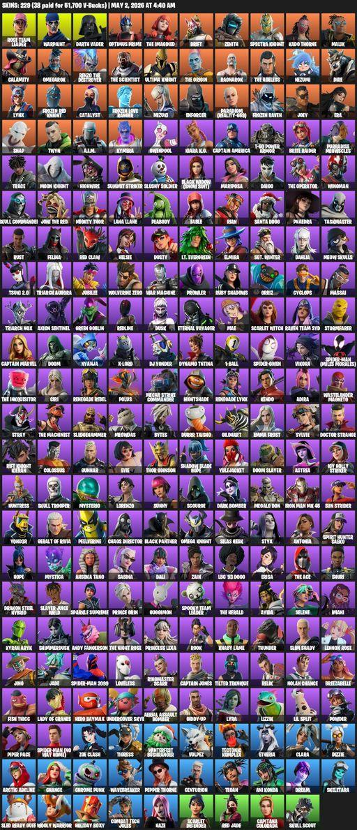 [PC/PSN] | 229 skins | OG STW | Rose Team Leader | Warpaint | Darth Vader | Optimus Prime | The Imagined | Drift | Zenith | Spectra Knight | Full Access