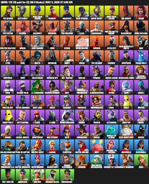 [PC/XBOX] | 115 skins | Leviathan Axe | Take The L | OG STW | The Reaper | Elite Agent | Omega | Blue Team Leader | Prodigy | Warpaint | Blue Striker | Full Access