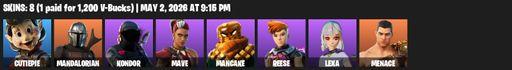 [PC/PSN/XBOX] | 8 skins | Cutiepie | Mandalorian | Kondor | Mave | Mancake | Reese | Lexa | Menace | Default Pickaxe | Ne'jari Warhammer | Josie | Full Access