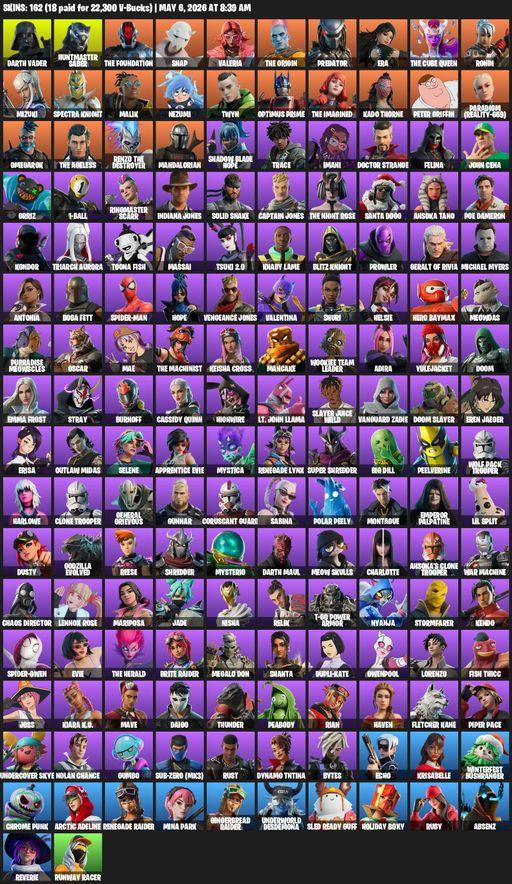 [PC/PSN/XBOX] | 162 skins | Renegade Raider | Darth Vader | Huntmaster Saber | The Foundation | Snap | Valeria | The Origin | Predator | Era | Full Access