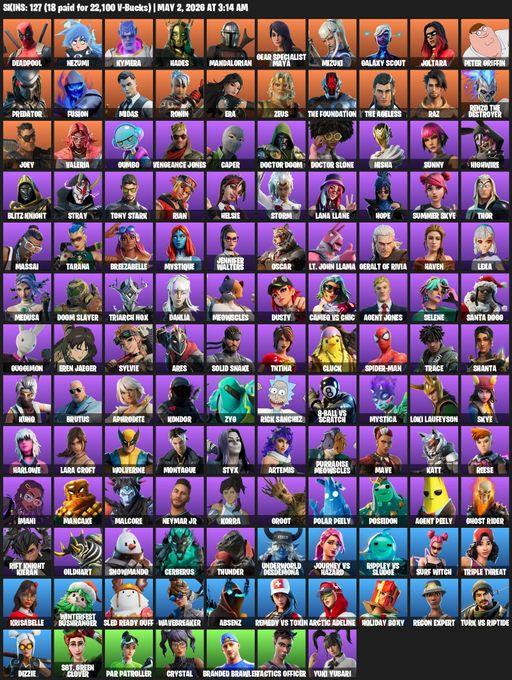 [PC/PSN] | 127 skins | Lara Croft | Deadpool | Nezumi | Kymera | Hades | Mandalorian | Gear Specialist Maya | Mizuki | Galaxy Scout | Joltara | Full Access