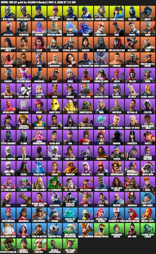[PC/PSN/XBOX] | 155 skins | Take The L | OG STW | Royale Knight | Blue Squire | Lara Croft | Warpaint | Rose Team Leader | Trilogy | Point Patroller | Full Access