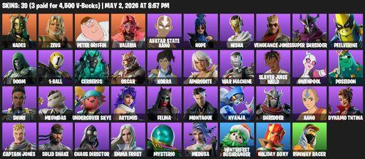 [PC/PSN/XBOX] | 39 skins | Hades | Zeus | Peter Griffin | Valeria | Avatar State Aang | Hope | Nisha | Vengeance Jones | Super Shredder | Peelverine | Full Access