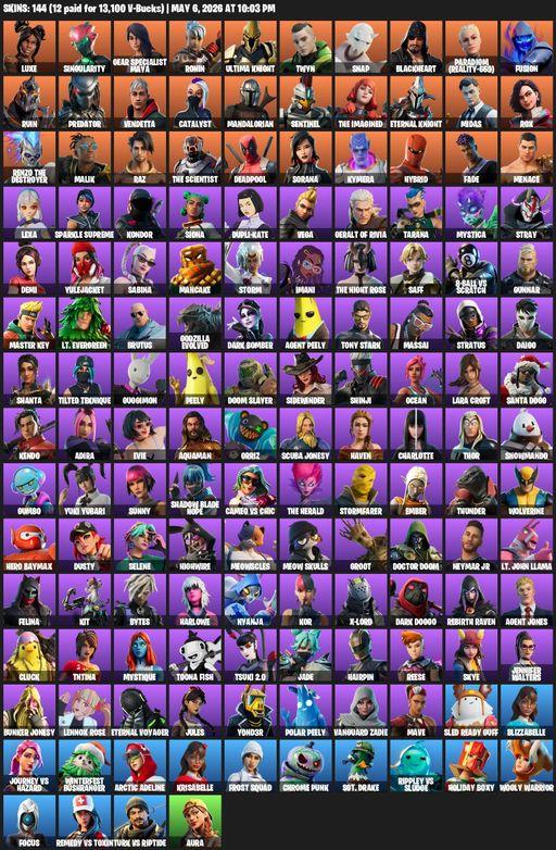 [PC] | 144 skins | Lara Croft | Luxe | Singularity | Gear Specialist Maya | Ronin | Ultima Knight | Twyn | Snap | Blackheart | Paradigm (Reality-659) | Full Access