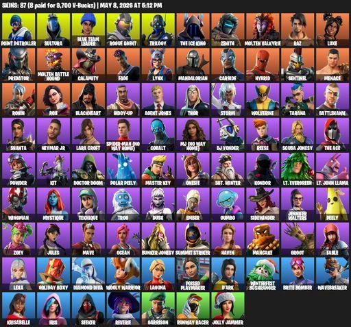 [PC/XBOX] | 87 skins | Lara Croft | Point Patroller | Sultura | Blue Team Leader | Rogue Agent | Trilogy | The Ice King | Zenith | Molten Valkyrie | Full Access