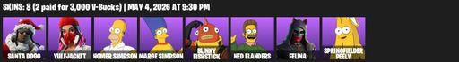 [PC/PSN/XBOX] | 8 skins | 800 V-bucks | Santa Dogg | Yulejacket | Homer Simpson | Marge Simpson | Blinky Fishstick | Ned Flanders | Felina | Full Access