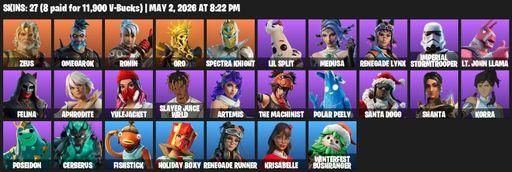 [PC/PSN/XBOX] | 27 skins | Zeus | Omegarok | Ronin | Oro | Spectra Knight | Lil Split | Medusa | Renegade Lynx | Imperial Stormtrooper | Full Access