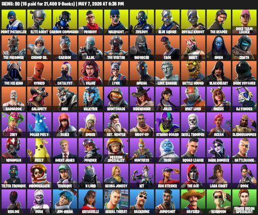 [PC/PSN/XBOX] | 80 skins | Take The L | OG STW | Royale Knight | The Reaper | Elite Agent | Blue Squire | Omega | Lara Croft | Point Patroller | Full Access