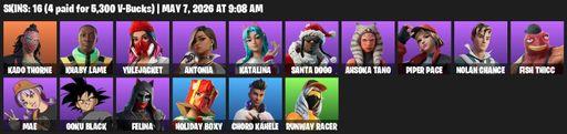 [PC/PSN/XBOX] | 16 skins | Kado Thorne | Khaby Lame | Yulejacket | Antonia | Katalina | Santa Dogg | Ahsoka Tano | Piper Pace | Nolan Chance | Full Access