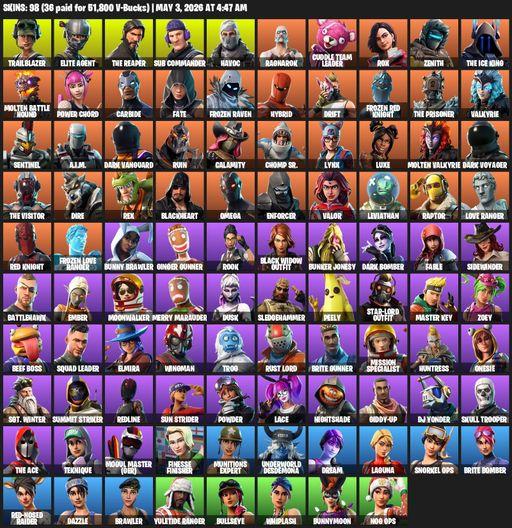 [PC/PSN/XBOX] | 98 skins | Take The L | The Reaper | Elite Agent | Omega | Trailblazer | Sub Commander | Havoc | Ragnarok | Cuddle Team Leader | Rox | Full Access