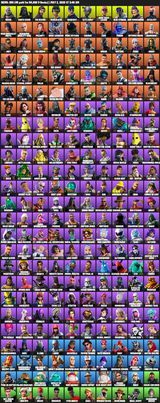 [PC/PSN/XBOX] | 250 skins | Take The L | OG STW | The Reaper | Elite Agent | Omega | Lara Croft | Havoc | Darth Vader | Trailblazer | Warpaint | Full Access