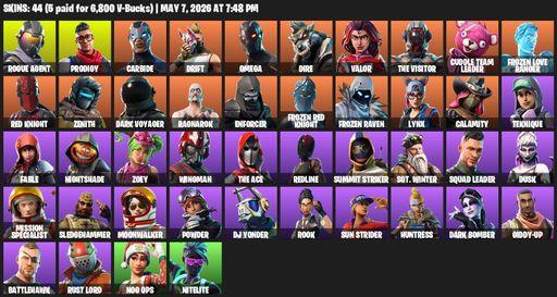 [PC/XBOX] | 44 skins | Take The L | Omega | Reaper Axe | Rogue Agent | Prodigy | Carbide | Drift | Dire | Valor | The Visitor | Cuddle Team Leader | Full Access
