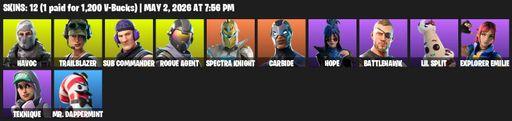 [PC/PSN/XBOX] | 12 skins | Havoc | Trailblazer | Sub Commander | Rogue Agent | Spectra Knight | Carbide | Hope | Battlehawk | Lil Split | Full Access