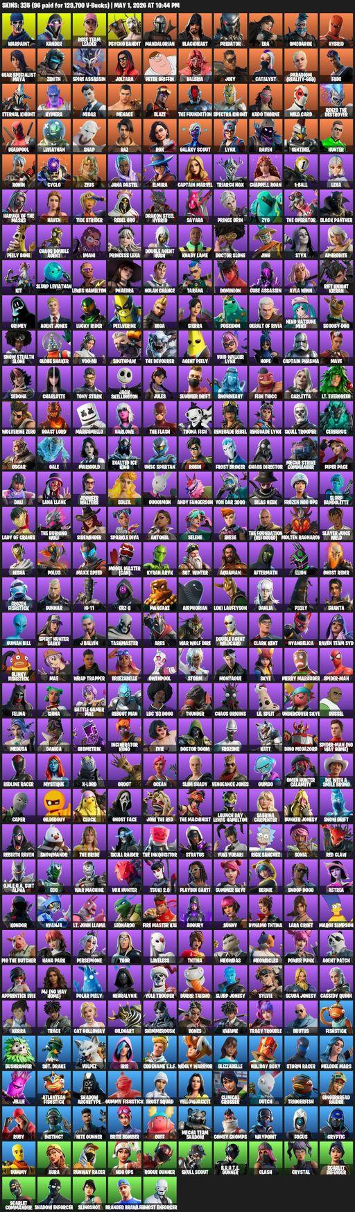 [PC/PSN] | 335 skins | 4400 V-bucks | Leviathan Axe | OG STW | Lara Croft | Warpaint | Xander | Rose Team Leader | Psycho Bandit | Mandalorian | Full Access