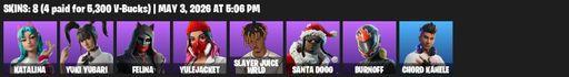 [PC/PSN/XBOX] | 8 skins | Katalina | Yuki Yubari | Felina | Yulejacket | Slayer Juice WRLD | Santa Dogg | Burnoff | Chord Kahele | Humbug Slicer | Full Access