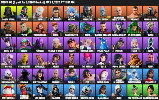 [PC/PSN/XBOX] | 60 skins | Leviathan Axe | Darth Vader | Xander | Snap | The Ageless | Nezumi | Predator | The Origin | Paradigm (Reality-659) | Full Access