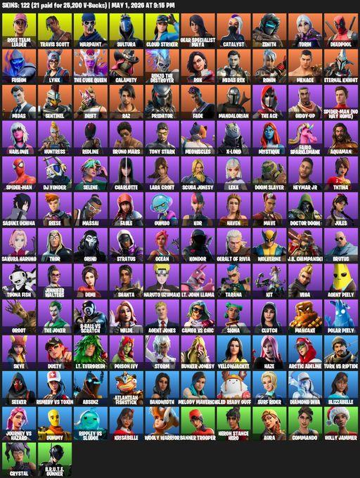[PC/PSN/XBOX] | 122 skins | 1000 V-bucks | OG STW | Travis Scott | Lara Croft | Rose Team Leader | Warpaint | Sultura | Cloud Striker | Full Access