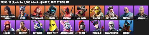 [PC/PSN/XBOX] | 19 skins | 550 V-bucks | Gear Specialist Maya | Lynx | The Imagined | Zenith | Deadpool | Calamity | Raptor | Sgt. Winter | Brutus | Full Access