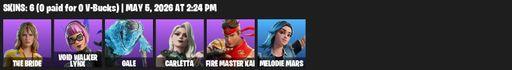 [PC/PSN] | 6 skins | The Bride | Void Walker Lynx | Gale | Carletta | FIRE Master Kai | Melodie Mars | Slapshot Slashers | Poison's Kiss | Full Access