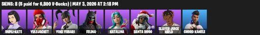 [PC/PSN/XBOX] | 8 skins | Dupli-Kate | Yulejacket | Yuki Yubari | Felina | Katalina | Santa Dogg | Slayer Juice WRLD | Chord Kahele | Full Access