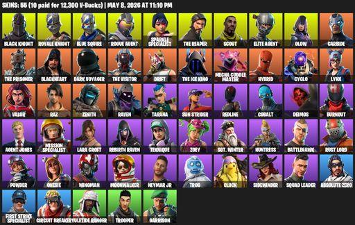 [PC/PSN] | 55 skins | Take The L | Floss | Black Knight | Sparkle Specialist | Royale Knight | The Reaper | Elite Agent | Blue Squire | Lara Croft | Full Access